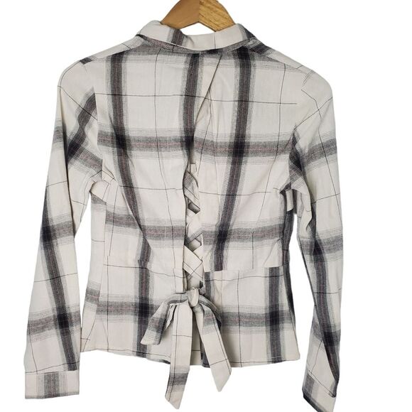 NWT Heartloom Luka Plaid Lace-Up Back Shirt Size XS - Picture 3 of 10